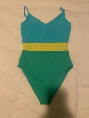 One-Piece Swimsuit in Teal, Aqua & Lime
